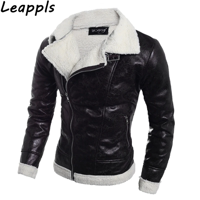 Leappls Искусственная кожа Для мужчин модные бархатные лайнер jaqueta motoqueiro косой