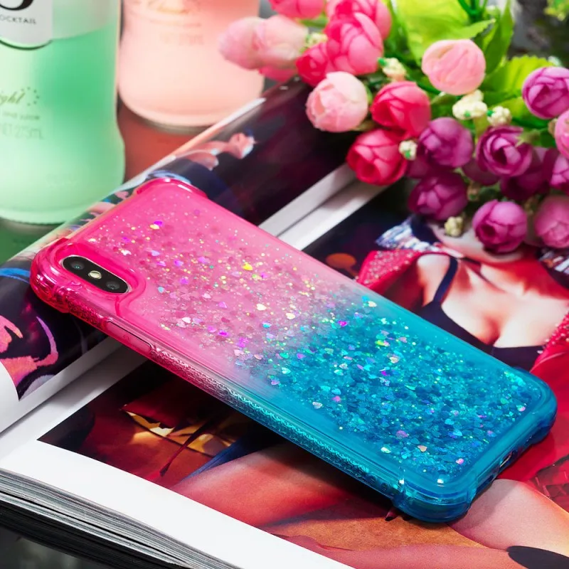 Блестящий Алмазный блестящий чехол для IPhone X Coque XR XS MAX Quicksand градиентный |