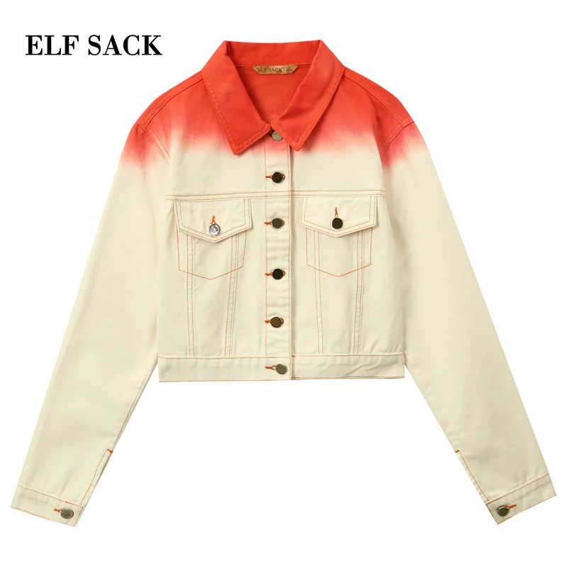 ELFSACK,, весенние женские куртки, пэтчворк, однобортный, полный, для женщин, хлопок, верхняя одежда, пальто большого размера, женские куртки