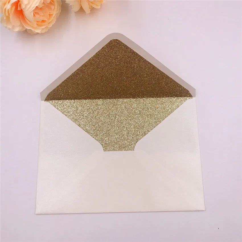ivory light gold G 25x переливающийся перламутровый бумажный Свадебный пригласительная карта в конверте перламутровый Блестящий конверт 4 торжества - Цвет: ivory light gold G
