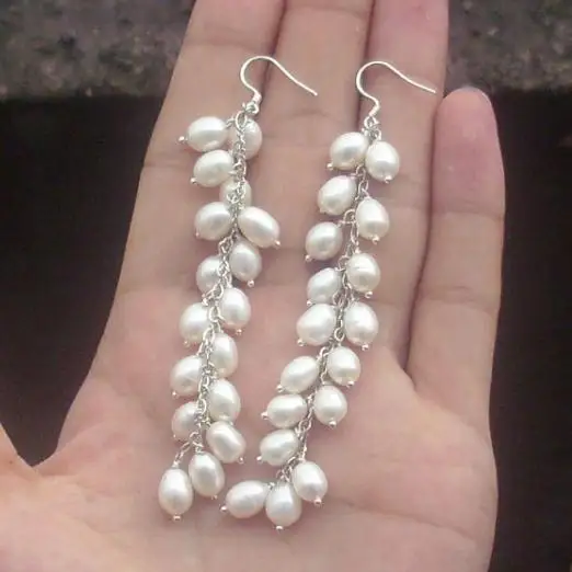 

Детский жилет из новых поступлений Серьги с жемчугом, 6,5-7 мм белый натуральный пресноводный жемчуг S925 стерлингового серебра Длинные Висячие серьги, Длинные Ювелирные изделия из жемчуга