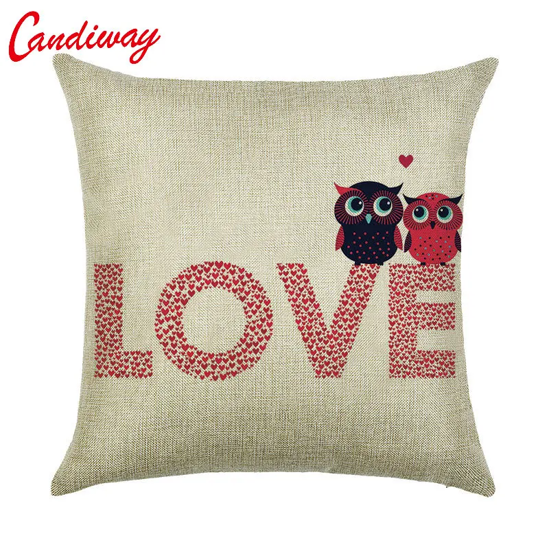 

Чехол для подушки CANDIWAY, наволочка с милой совой и надписью «LOVE», наволочка для самостоятельного портрета, декоративные подушки для спальни и дома