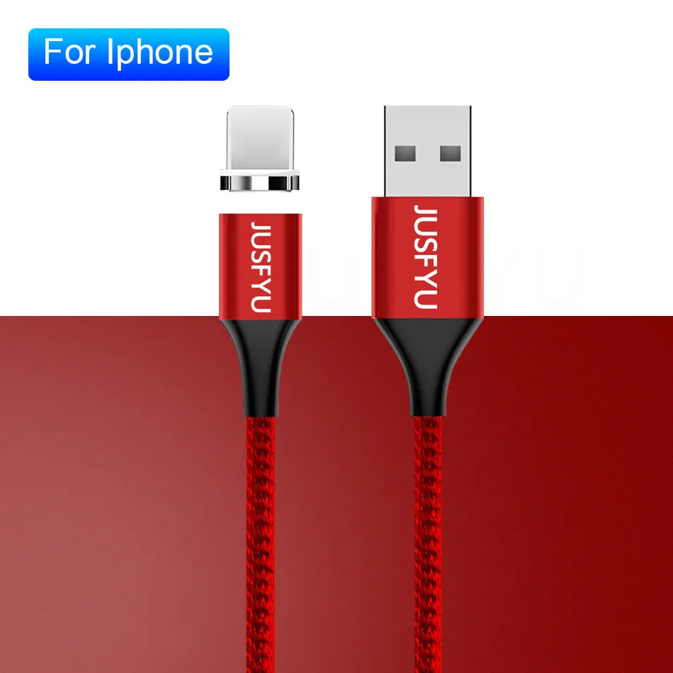 Red for iPhone 1 м/2 м Магнитный Micro USB кабель для iPhone samsung type-c зарядный Магнитный зарядный адаптер usb type C кабели для мобильных телефонов - Цвет: Red for iPhone