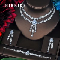hibride charm 5 colors full cz stone jewelry sets for women bridal wedding sets 4 pcs earring necklace ring bracelet gift n 396