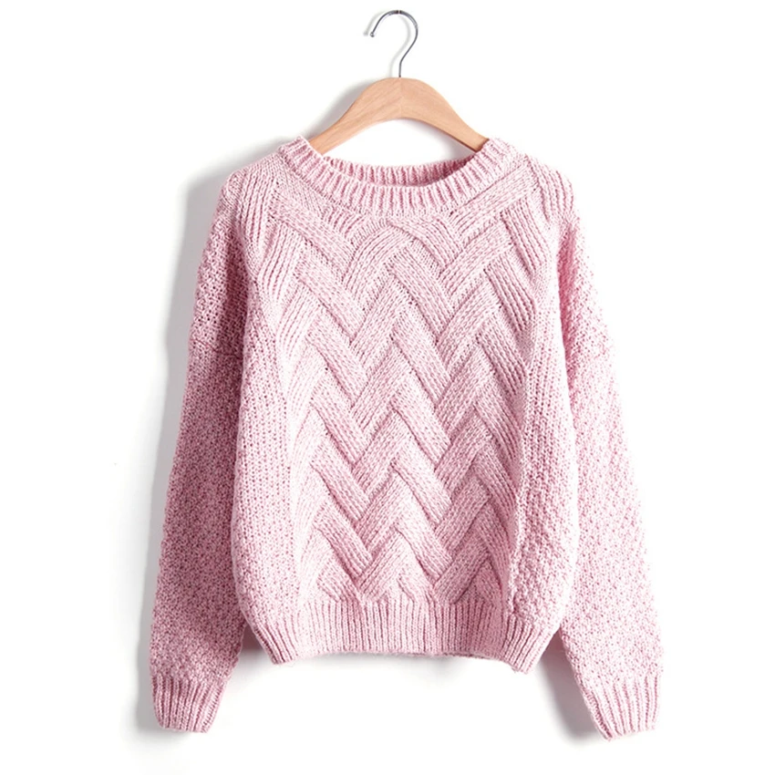 Casual Twist Knitted Sweater Women 2018 Autumn Long Sleeve O-neck Pullovers Loose Befree Jumpers Winter Warm Ladies Sweaters | Женская