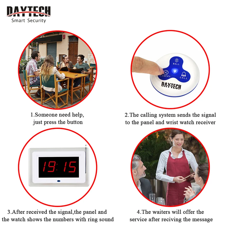 DAYTECH беспроводной сервис кнопка вызова пейджер панель с передатчиком Coaster