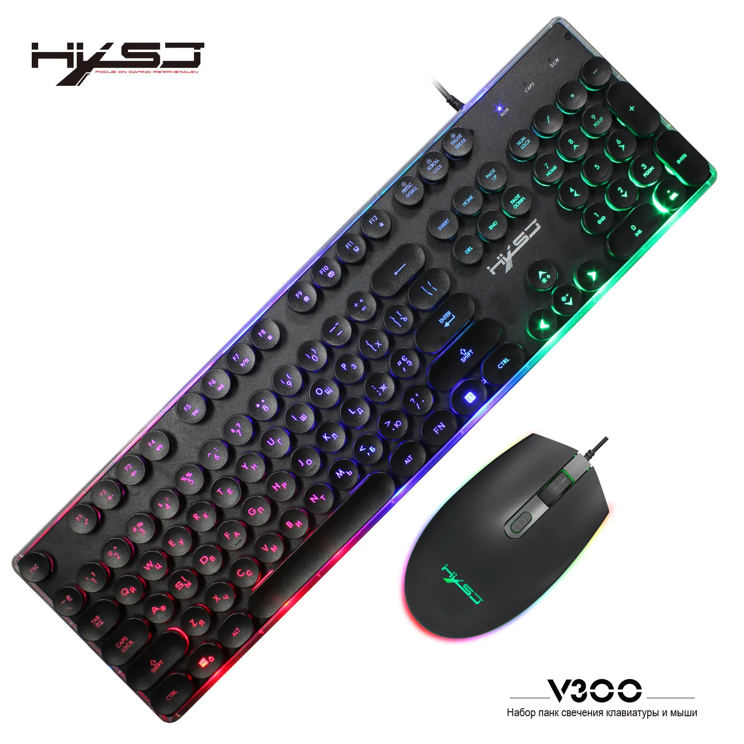 

HXSJ V300 104 Gaming Mechanical Keyboard Russian English Red Switch Blue Metal Wired LED Backlit RGB Anti-Ghosting for gamer