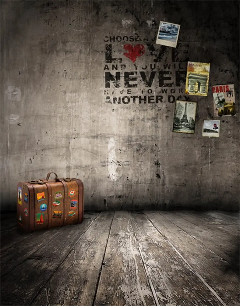 

5x7ft Wooden Floor Vintage Graffiti Wall Photography Backdrops Photo Props Studio Background