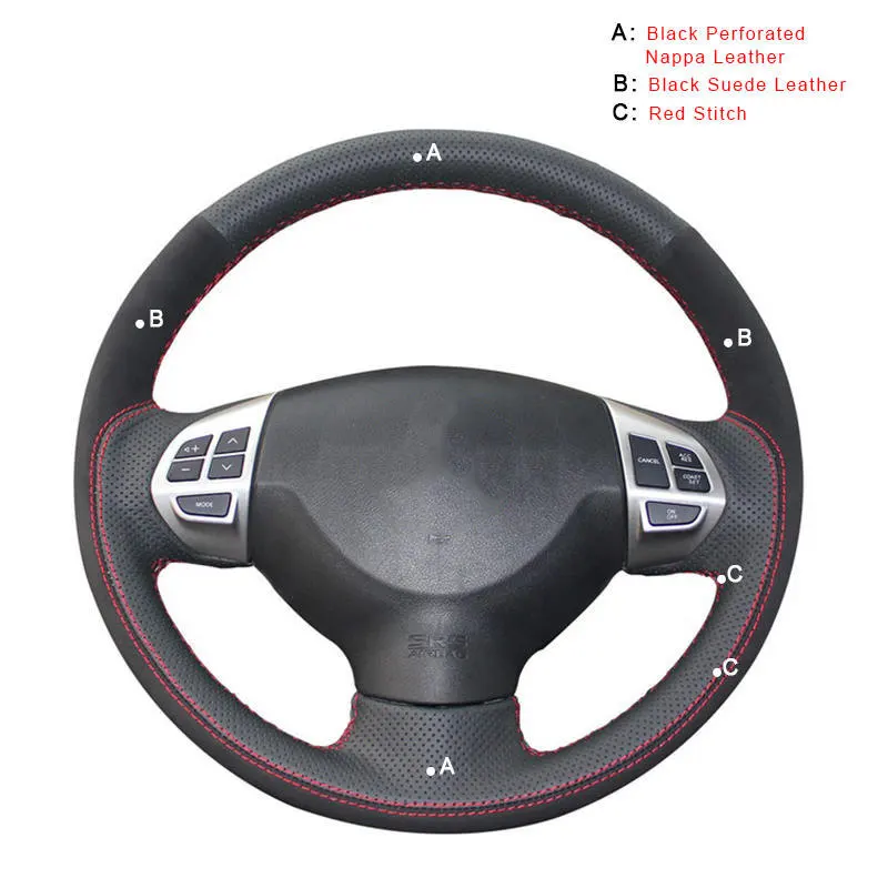 Suede and Nappa Автомобильная Оплетка на руль для Mitsubishi Lancer X 10 2007- Outlander 2006-2013 ASX 2010-2013 авто крышка колеса - Название цвета: Suede and Nappa