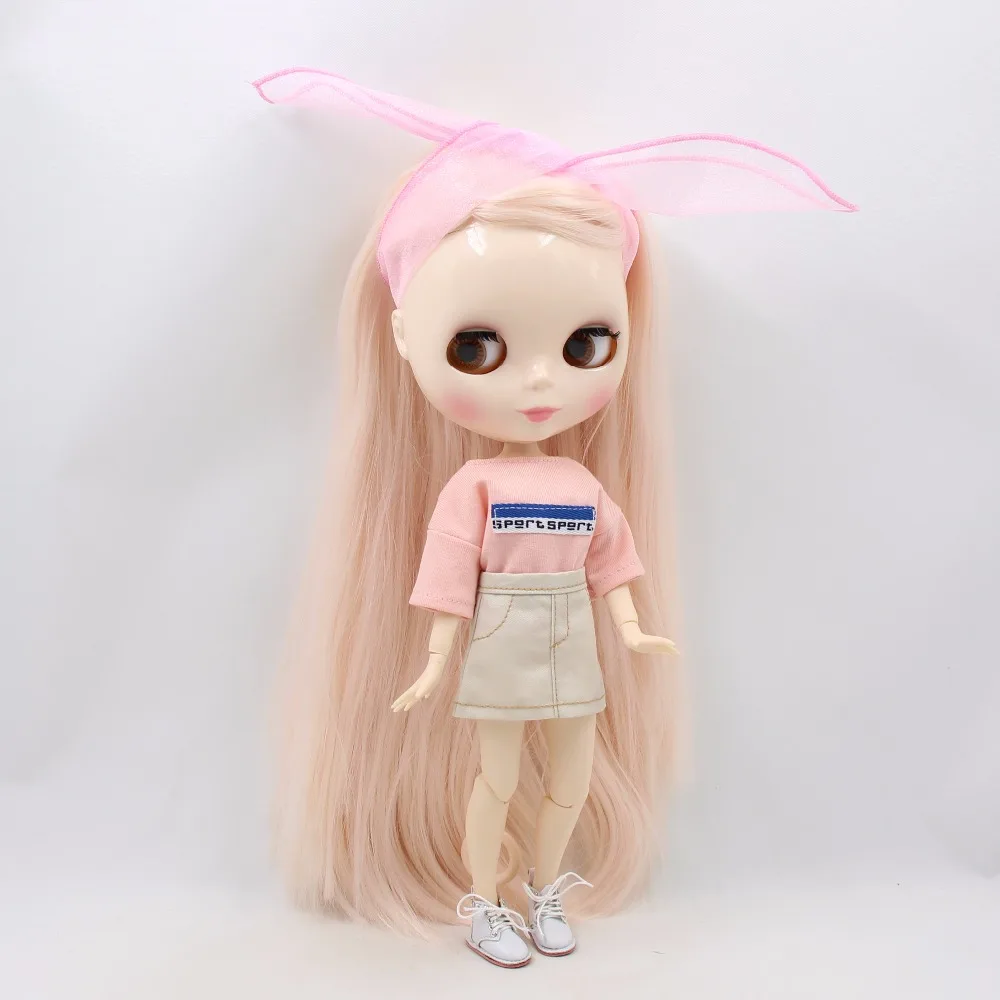 Blyth doll icy licca Боди Одежда большого размера розовая рубашка юбка с лентой для волос Сумочка