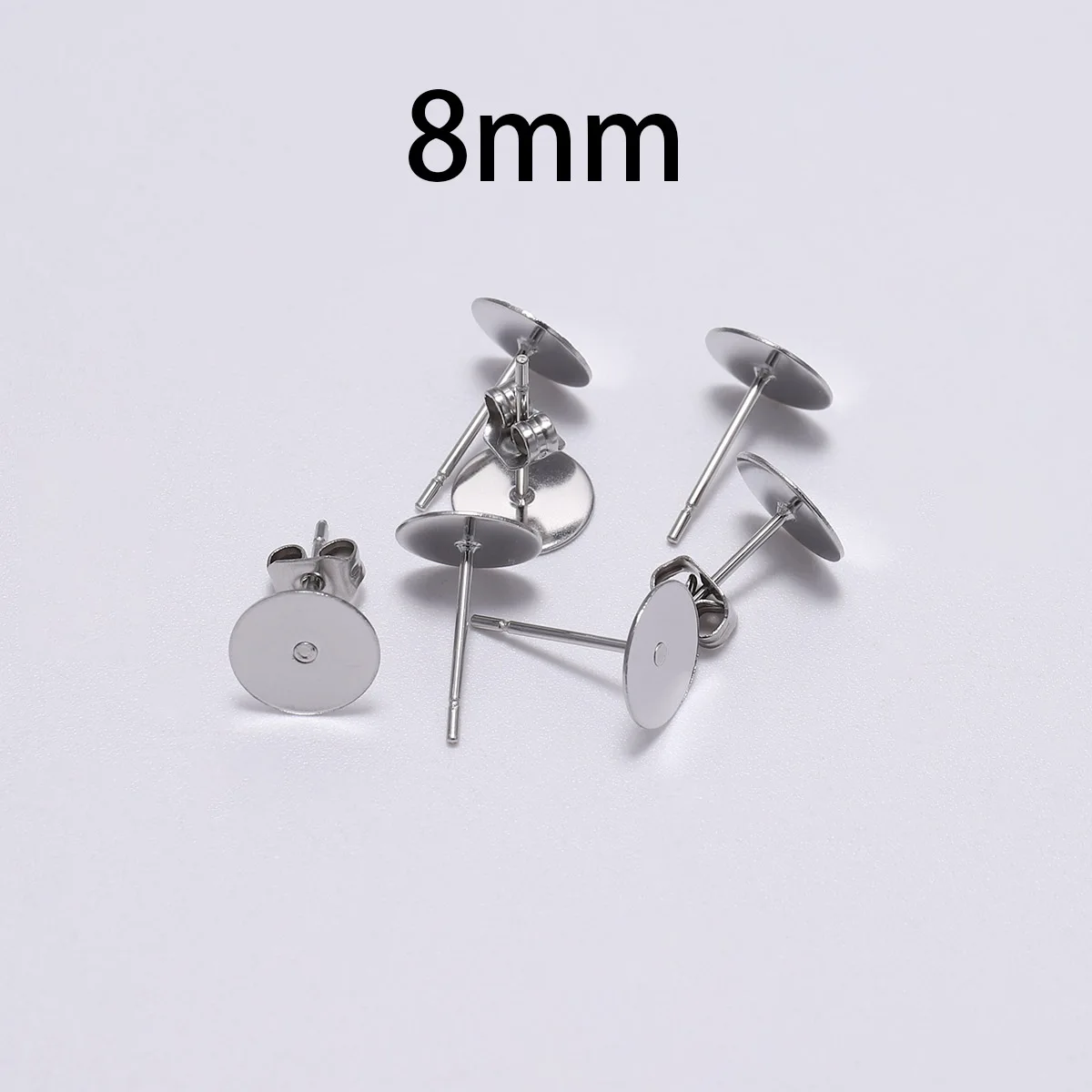 8mm 100 шт./лот, пустые серьги из нержавеющей стали, шпильки с серьгами, принадлежности для самостоятельного изготовления ювелирных изделий, серьги - Цвет: 8mm