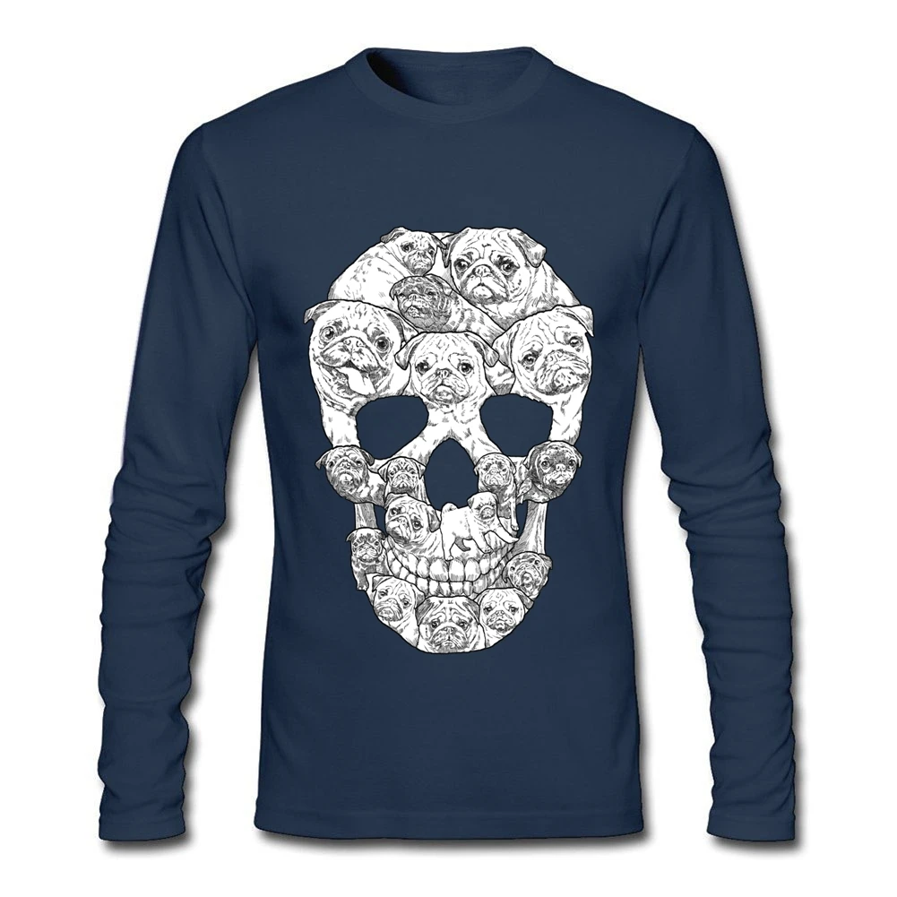 Pug Skull T Shirts Dog New Shirt Funny Wholesale Long Sleeve Men T-Shirt Clothing Tops Adult | Мужская одежда