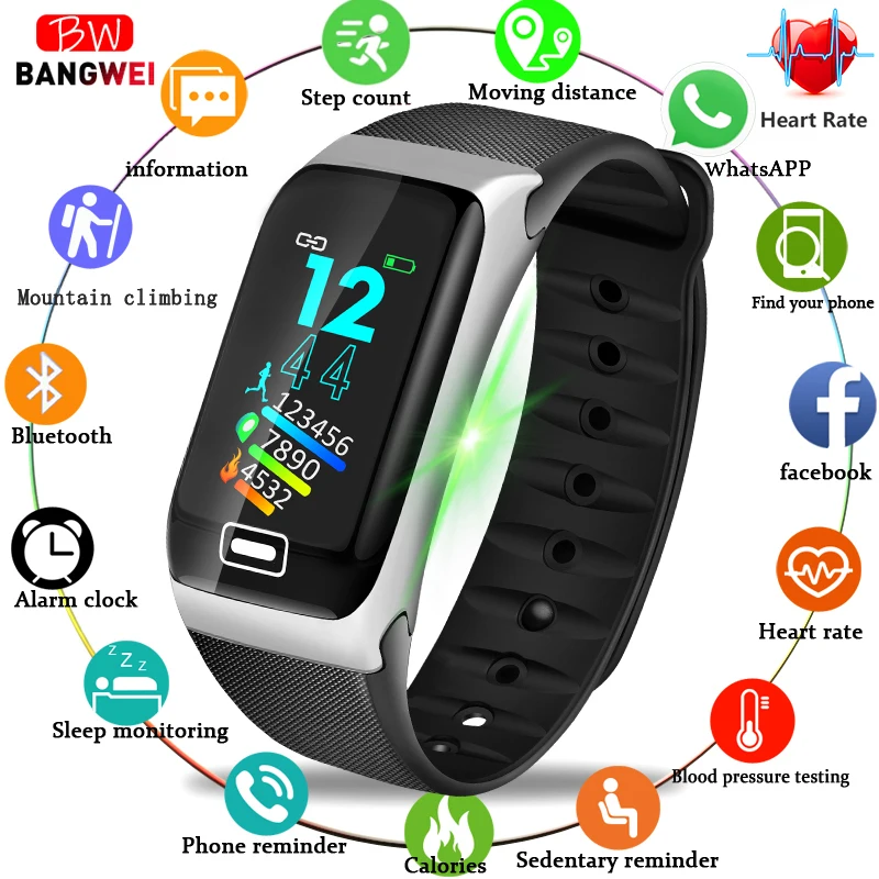 Фитнес браслет LIGE Health водонепроницаемые часы для мужчин пульсометр Bluetooth