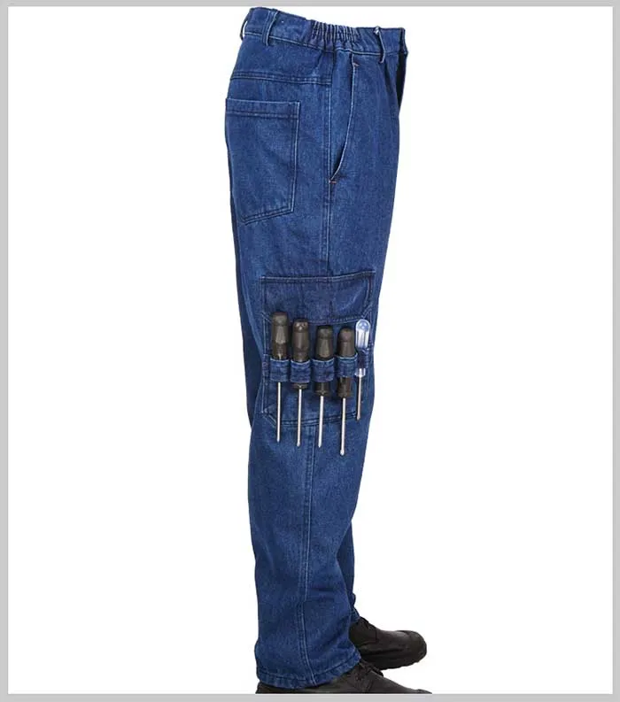 Fashion Plus Size Loose Baggy Jeans Work Pants Men Casual Hip Hop Jeans Cotton Trousers with Big Pocket Man Clothes
