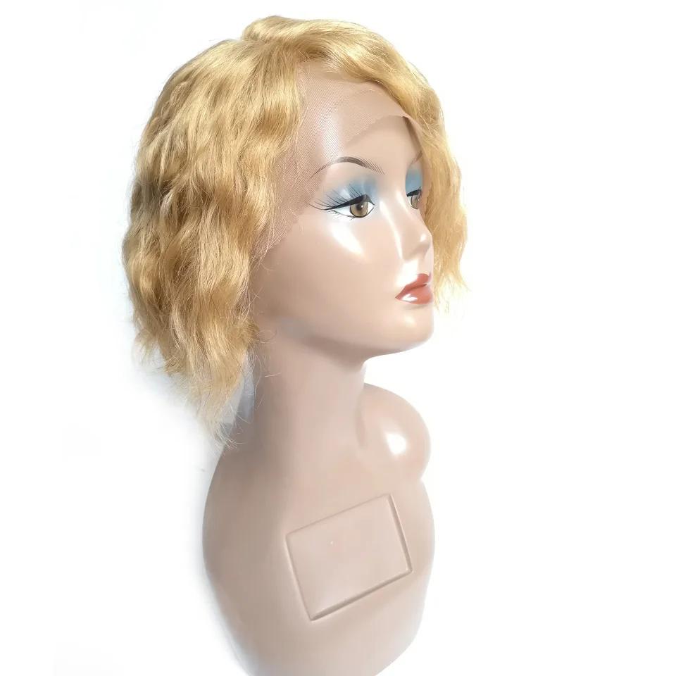 LADYSTAR remy волосы парики Т образной формы кружева Shrot Боб вьющиеся 150% плотность