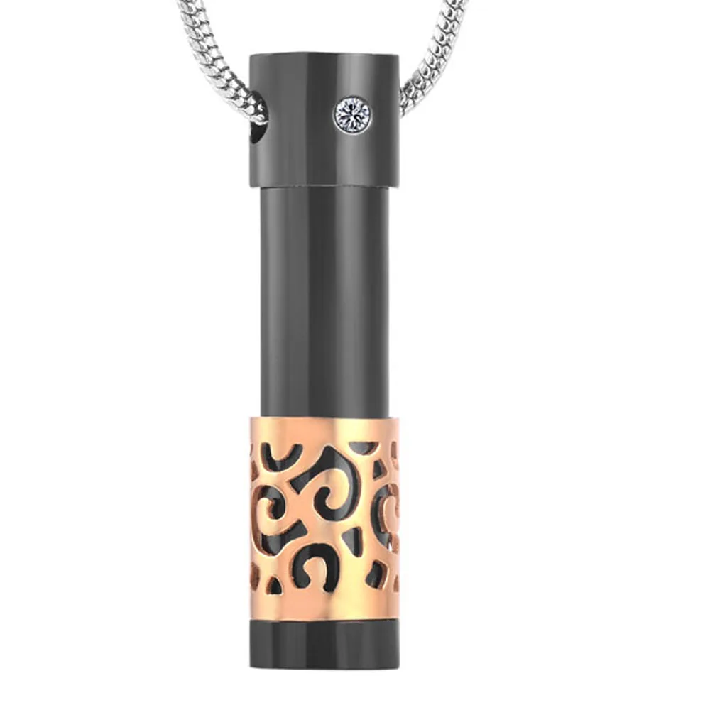

IJD2451 Fashion Men Woman Cylinder Pendant Necklace Stainless Steel Cremation Urn Jewelry Ashes