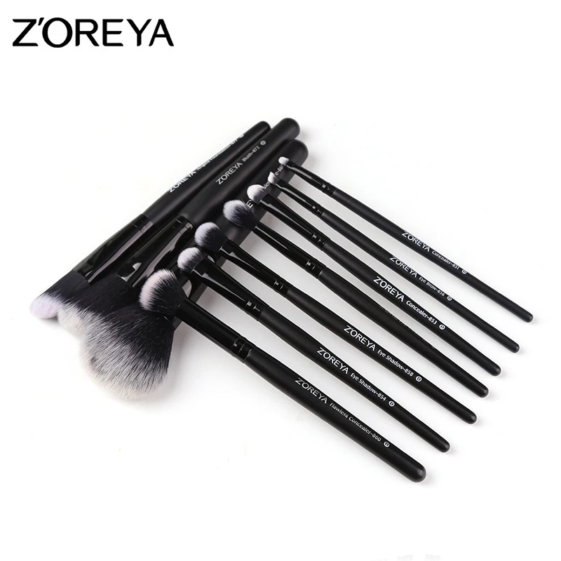 ZOREYA 10 шт портативный набор кистей для макияжа туши век порошок бровей