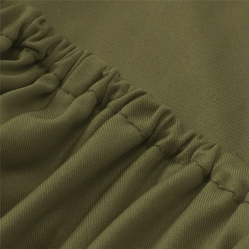 Женское платье с открытыми плечами без рукавов оборками облегающее мини-платье