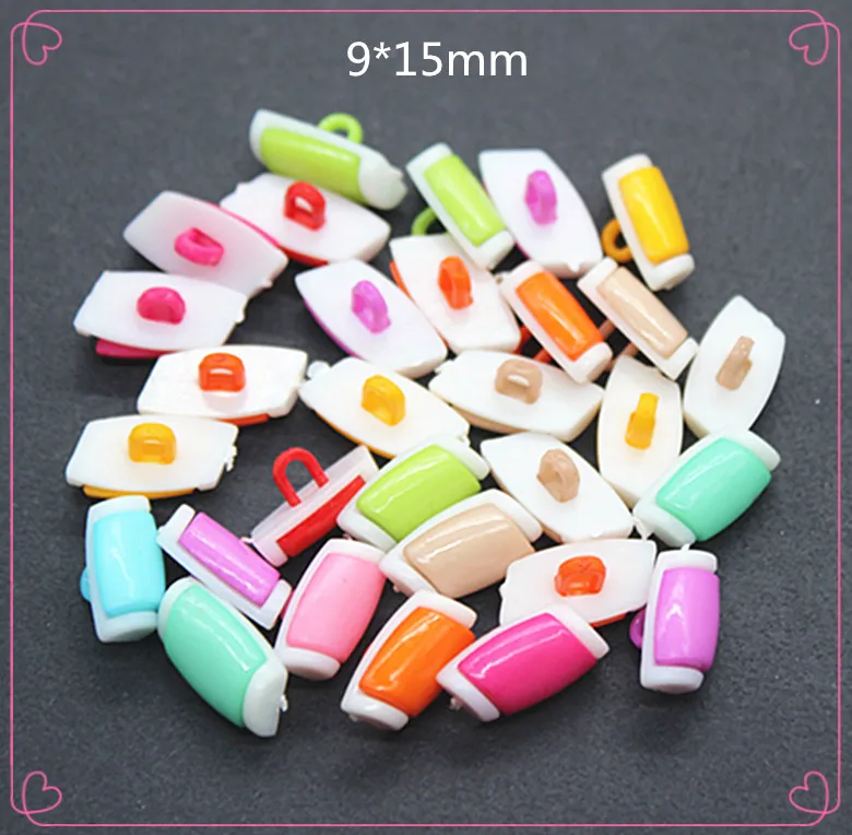 100PCS Mix Colors Cute Candy Shape Plastic Buttons 1 hole Sewing cloth children 9*15mm | Дом и сад