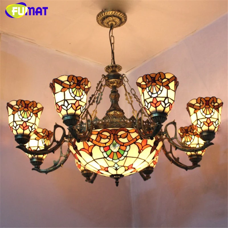 Витражные люстры FUAMT винтажные подвесные светильники в европейском стиле для