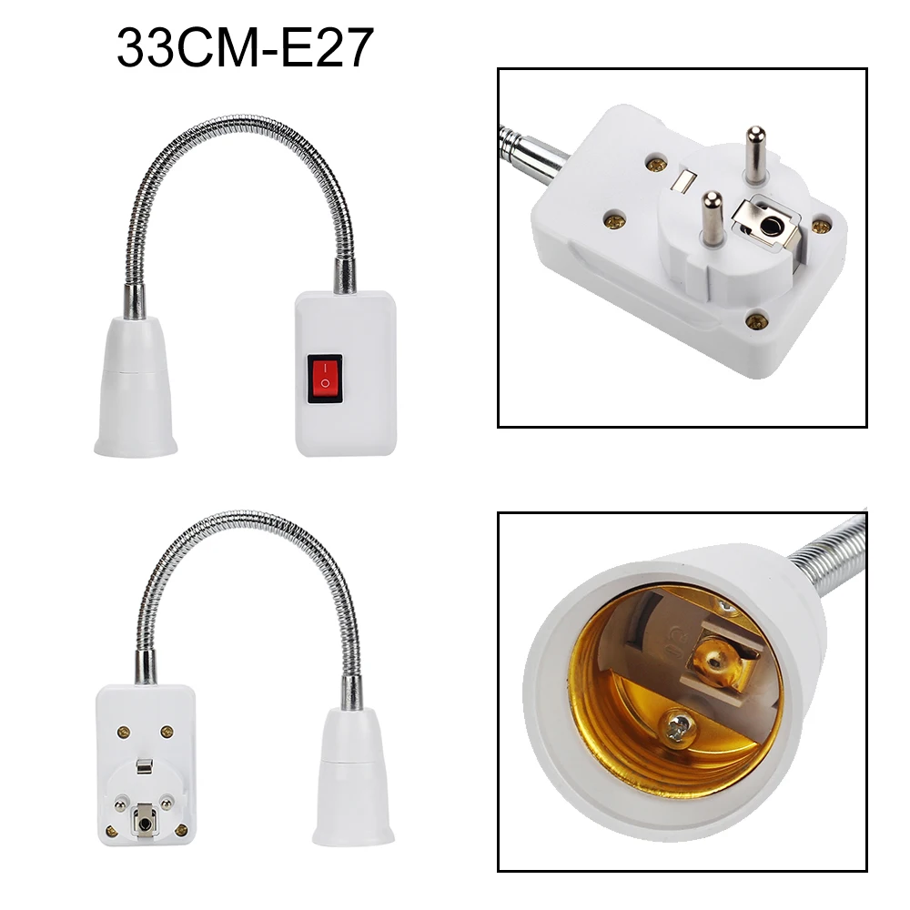 E27 в ЕС Разъем Держатель лампы конвертер с переключателем вкл/выкл 360 градусов