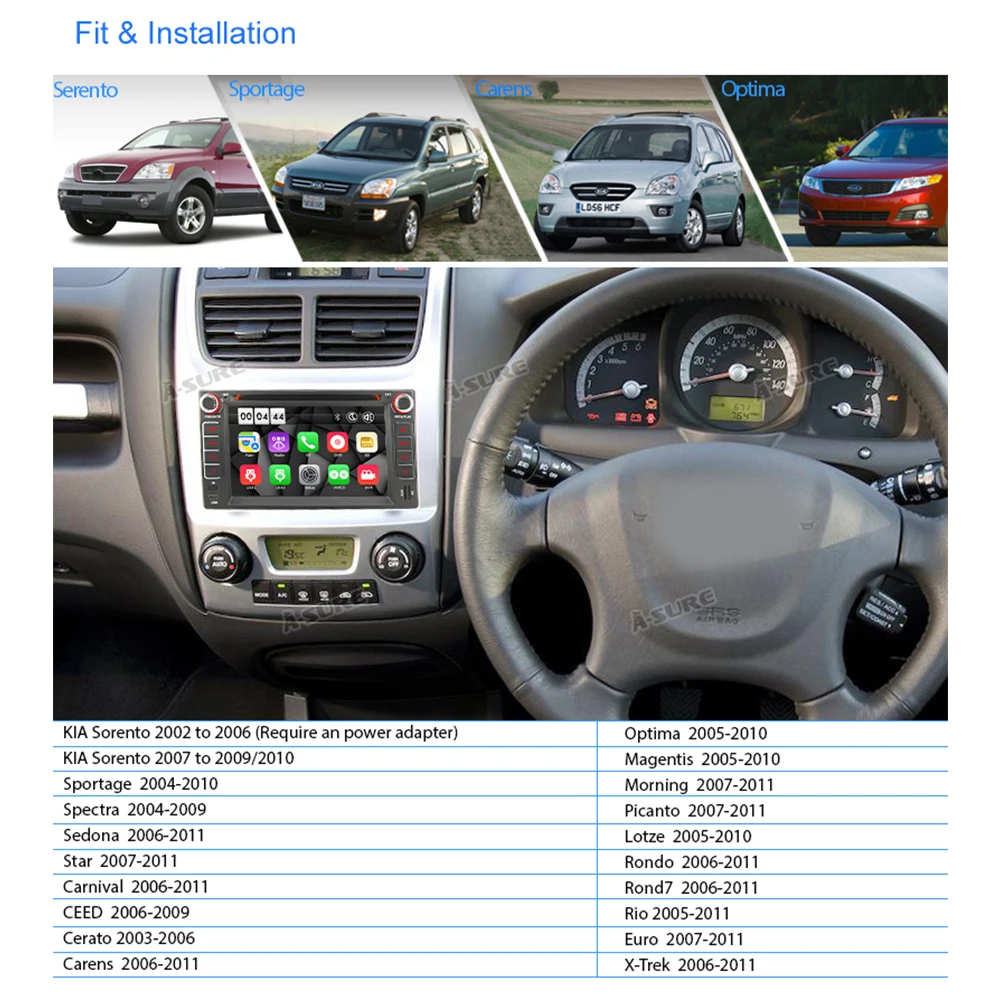 A-Sure 6,2 ''2 Din Авто радио gps Navi для KIA Carens Carnival Rio SPORTAGE SORENTO CERATO Optima Ceed 2008 Picanto Spectra