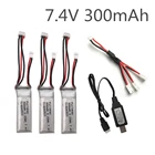 3 шт. 7,4 в 300 мАч LiPo аккумулятор и зарядный кабель 3 в 1 для RC WLtoys F959 RC Quadcopter Drone, игрушечный вертолет, детали