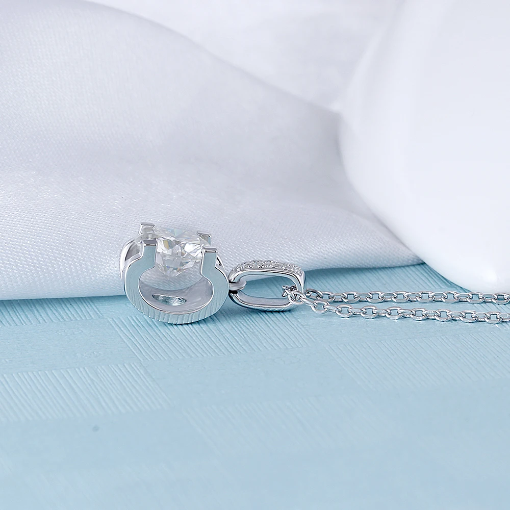 Женское ожерелье с подвеской DovEggs из стерлингового серебра 925 пробы Moissanite Center 1ct 6 5