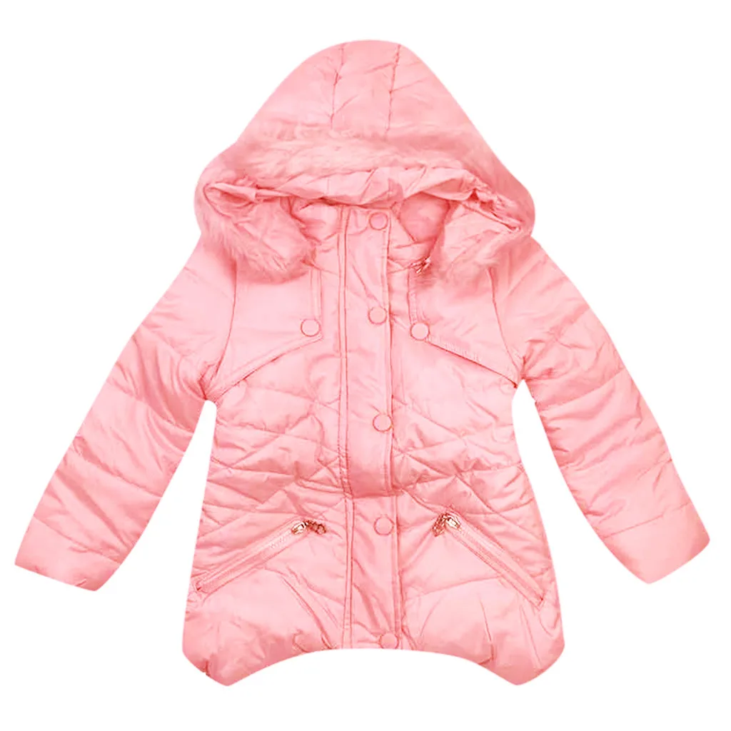 Pink Детское зимнее однотонное пальто; куртка-плащ; плотная теплая верхняя одежда с капюшоном; новая весенняя одежда для малышей; брендовая одежда для малышей - Цвет: Pink