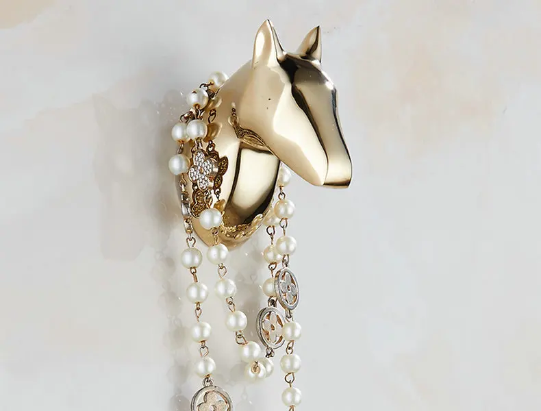 Solid Horse Head Coat Hooks Wall Hang Mounted Towel Hook Gold / Black /Chrome Clothes Hook Bathroom Hardware