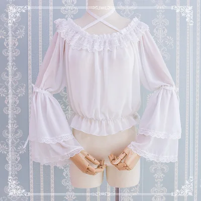 white shirt Крутая Готическая Лолита Женская Лолита платье JSK платье лолиты для девочек милое платье рубашка Милая Лолита косплей костюм для взрослых - Цвет: white shirt