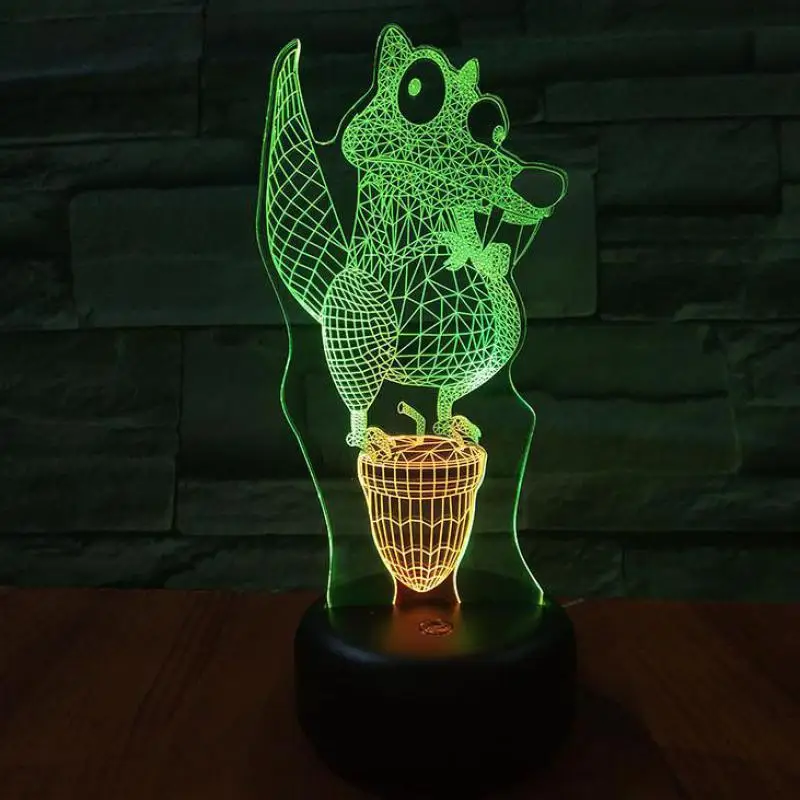 Цветной ночник в виде мыши каштана креативный визуальный светодиодный