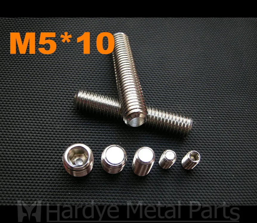 

500pcs/lot M5*10 DIN913 Stainless steel hex socket set screw with flat point grub screw
