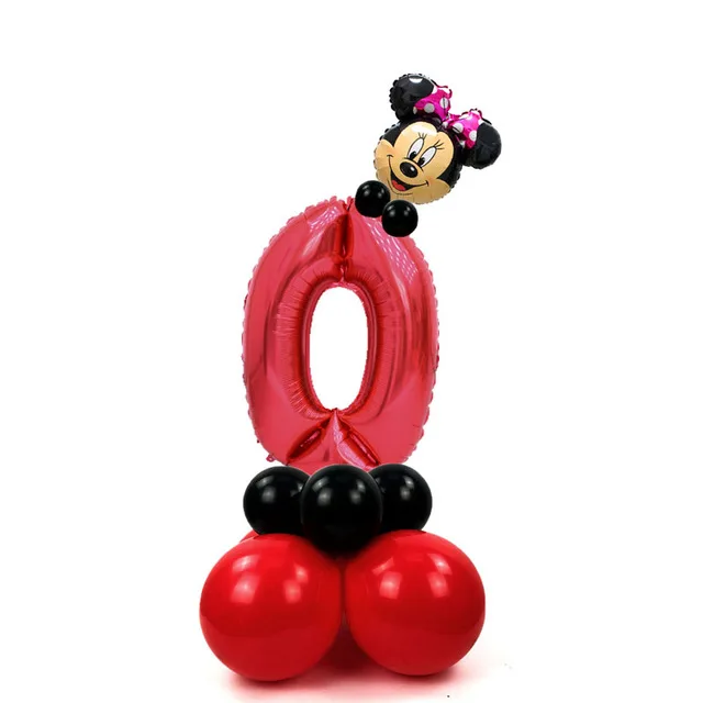 Minnie 0 20 шт./компл. Микки и Минни Маус головки 3" Красный номер Фольга воздушные шары 1st День рождения украшения детский игрушечный детский душ латексная черная Globos - Цвет: Minnie 0