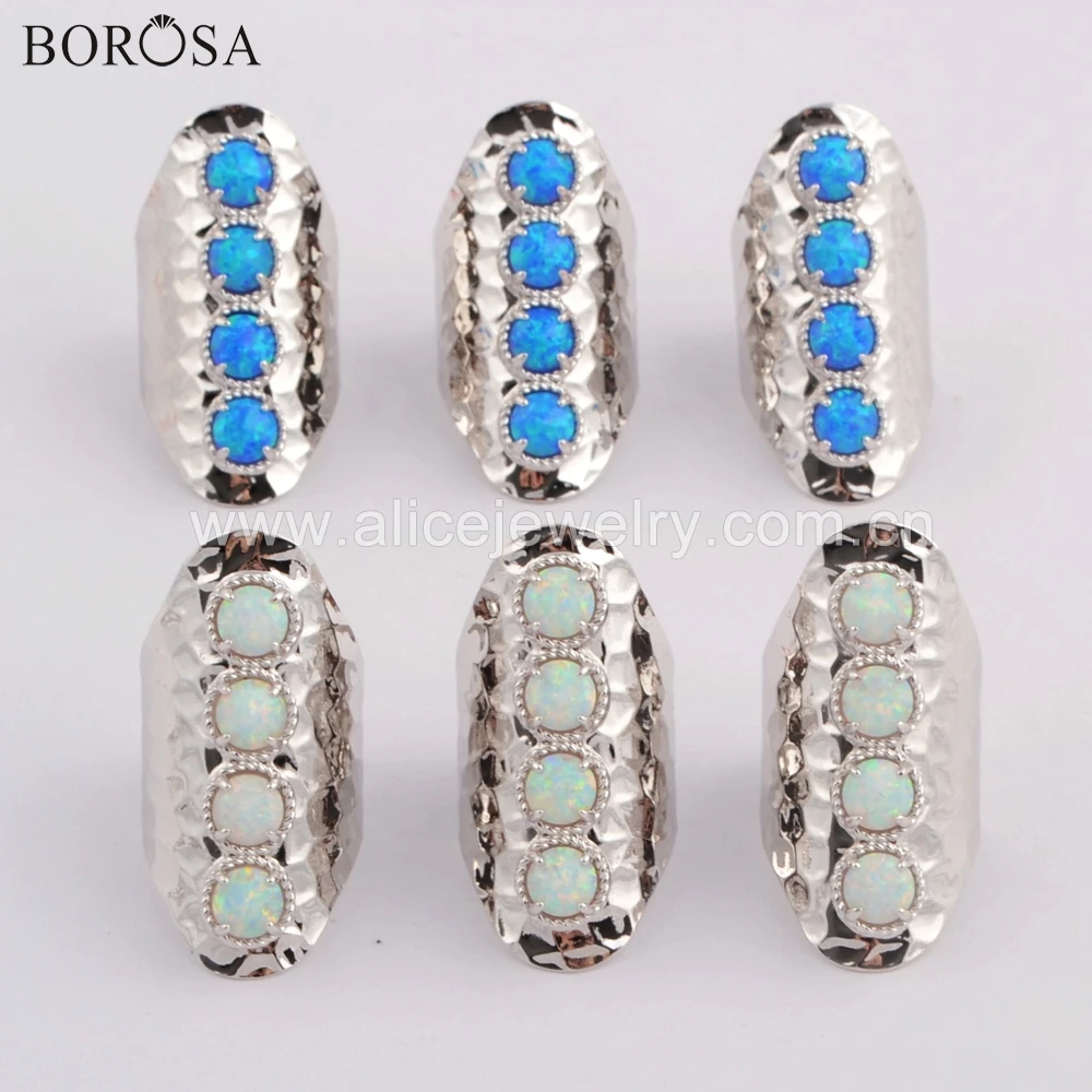 BOROSA 5 шт. золотых/серебряных колец круглой формы белого и голубого цвета в