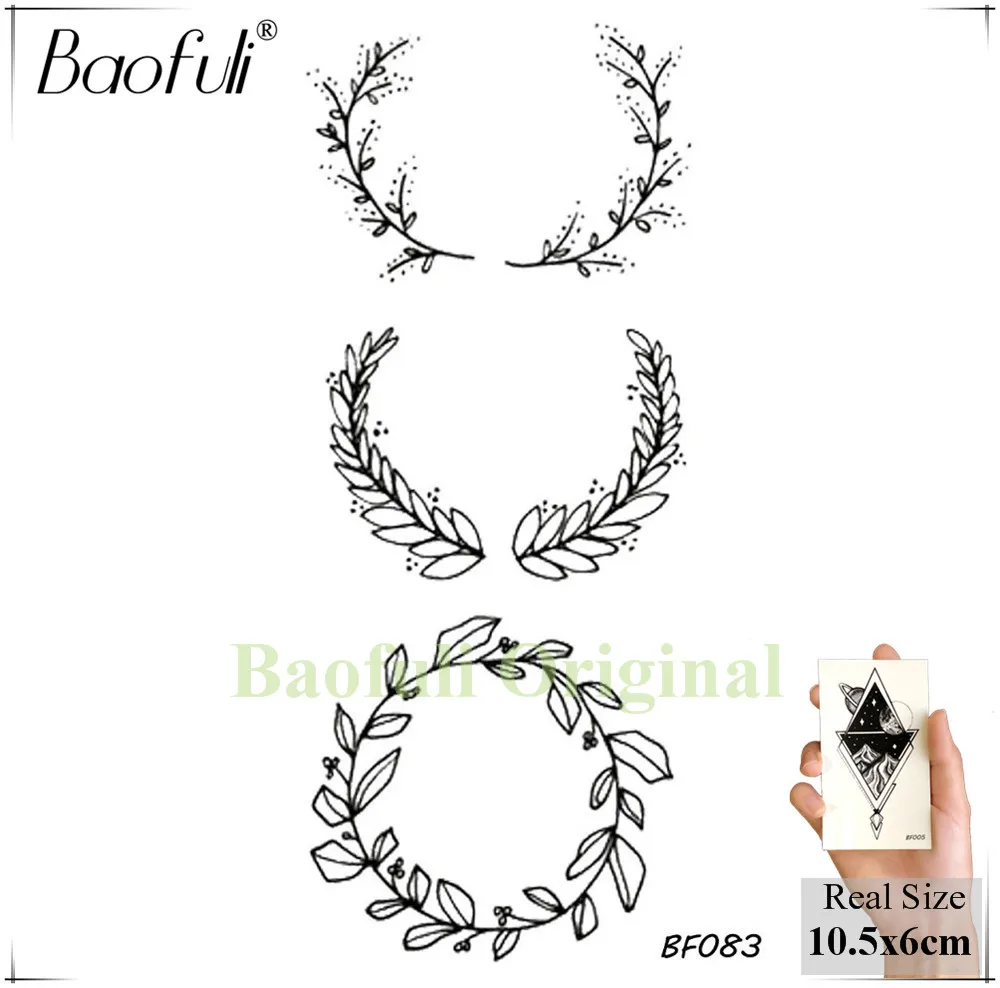 Геометрическая розовая черная Цветочная Временная тату цепочка Baofuli