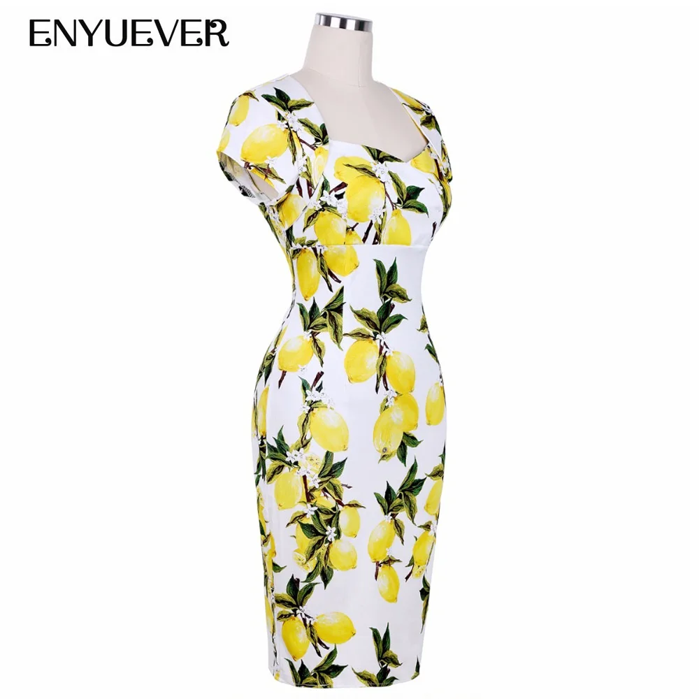 Enyuever Лето лимон платье 2019 женская одежда Vestidos повседневное свободное Винтаж