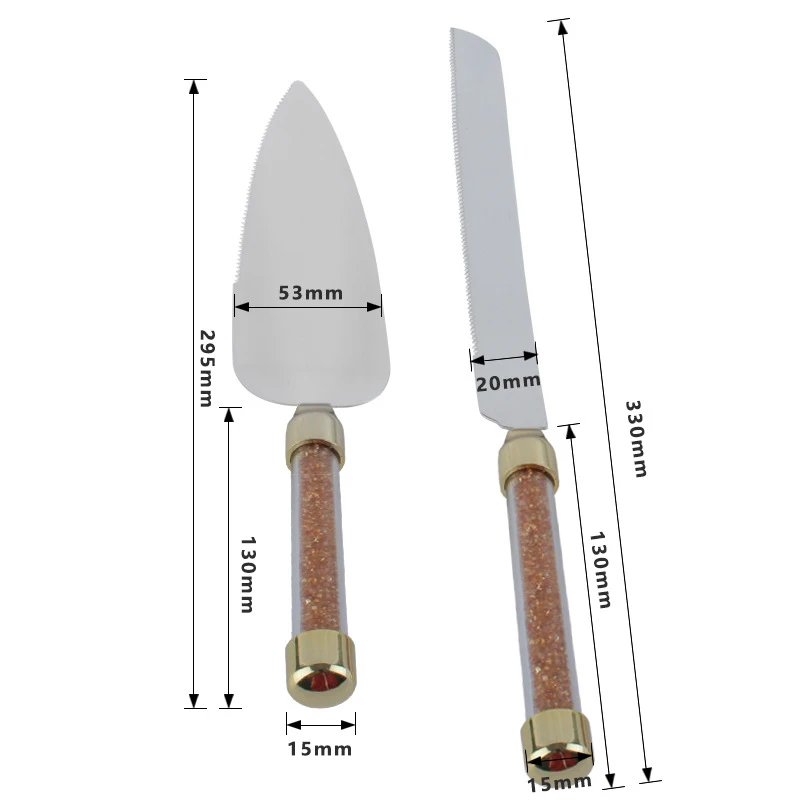 2pcs Birthday Cake Cutlery Gold Foil Paper Shovel knives Set Handle Knife Pizza Wedding Server Western Dinnerware Tableware|Наборы