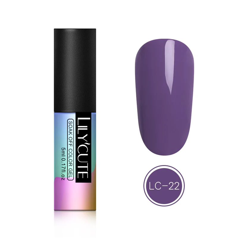 LC22 LILYCUTE Nude серия лак для ногтей 5 мл фиолетовый красный черный серый УФ-лак для ногтей клей маникюрный лак Декоративный Лак для ногтей инструмент - Цвет: LC22