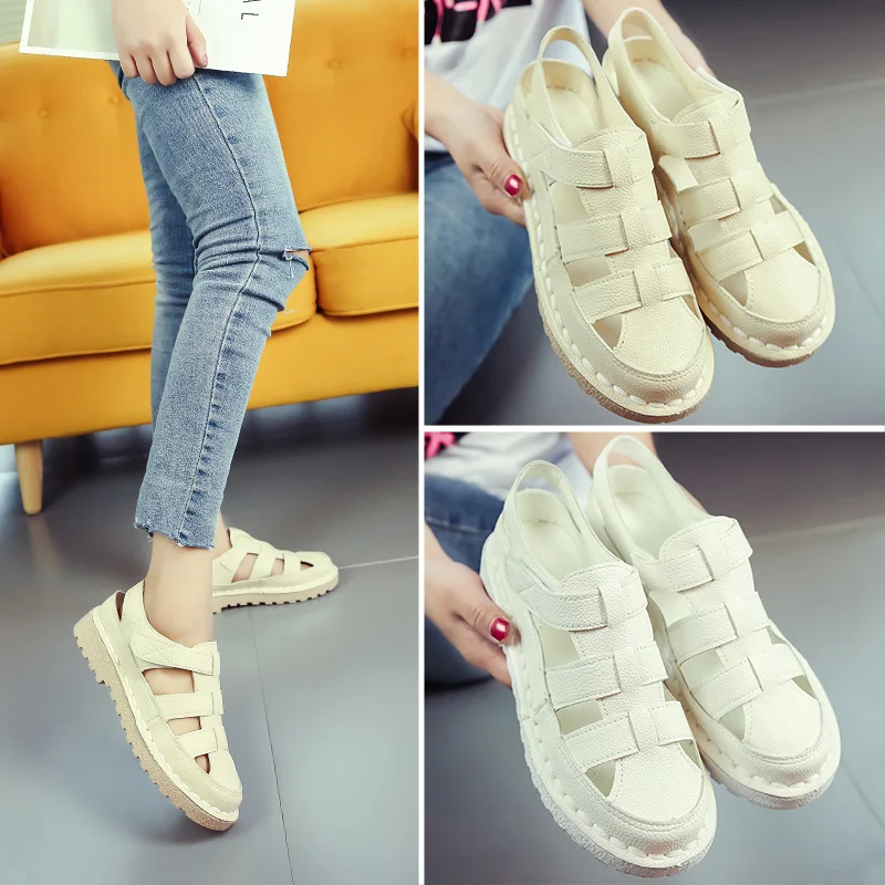 Женские босоножки в римском стиле Koovan Белые Повседневные Дышащие сандалии на