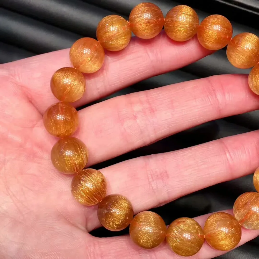 Сертификат 11 мм натуральный медный рутилированный кварцевый браслет Кристалл