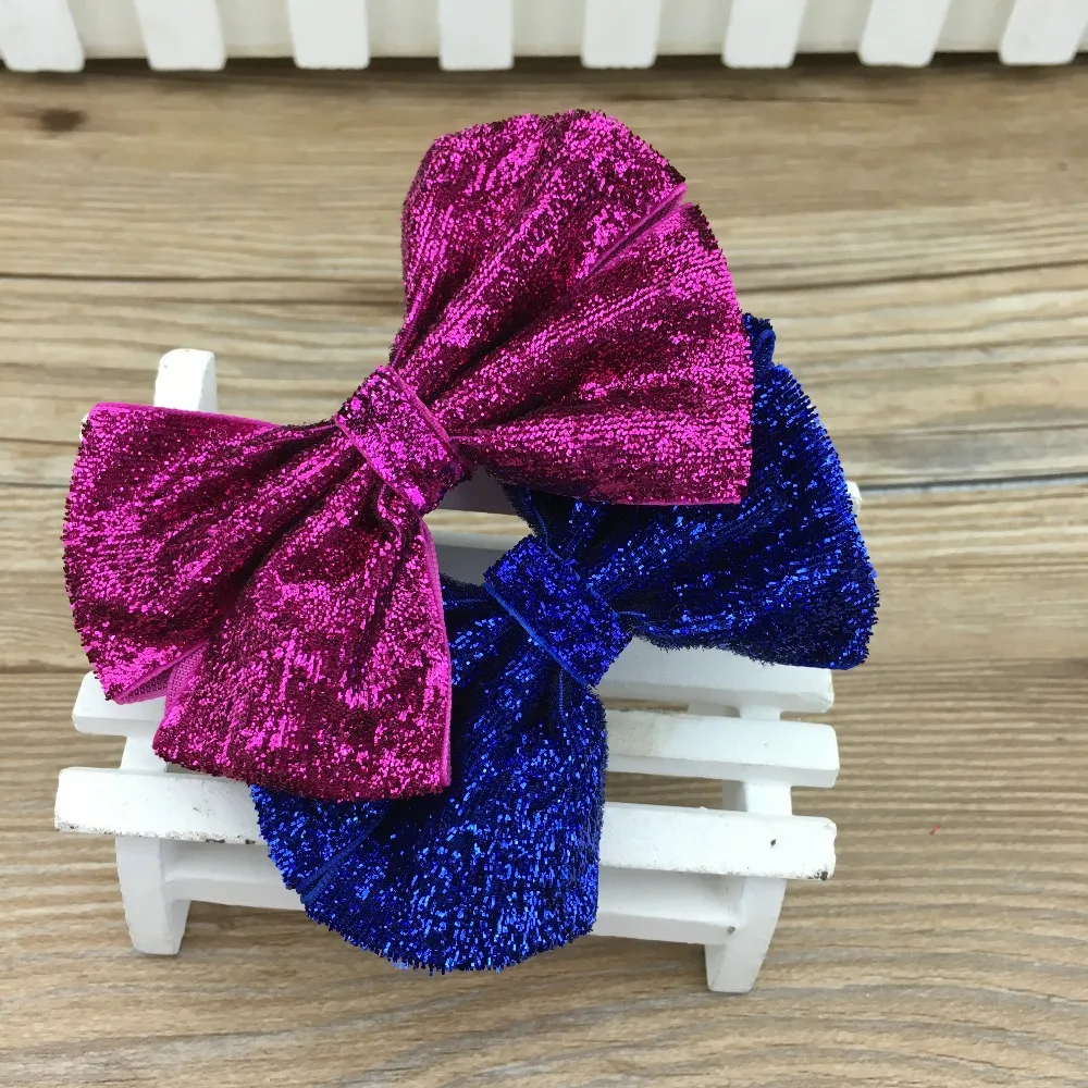Новый стиль 4 дюйма Блестящий бант для волос девочек с клипсой блестки детей хит