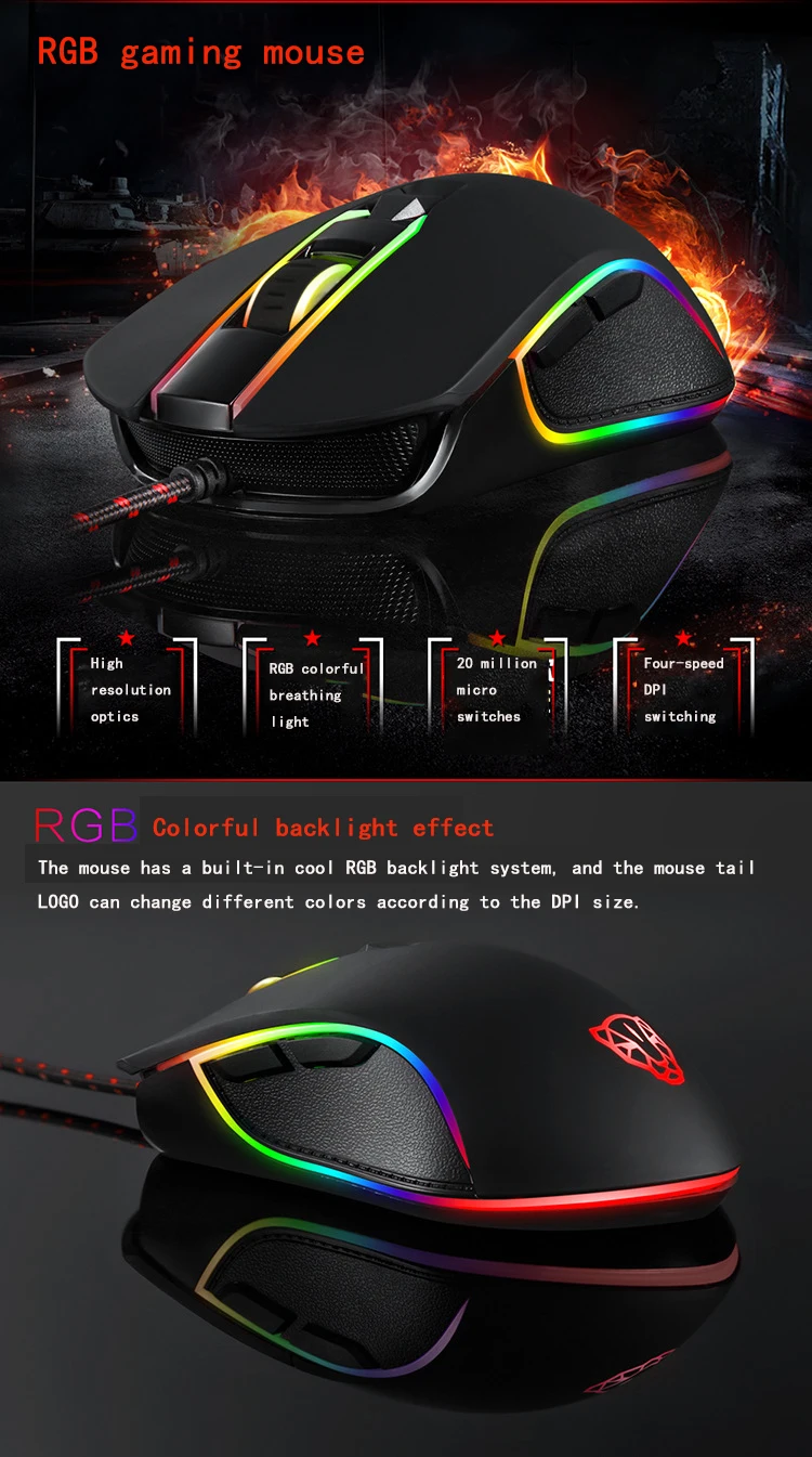 Motospeed CK888 Механическая игровая клавиатура RGB подсветка геймерская клавиатура мышь набор с кабелем 1,8 м для компьютера Pro Gamer