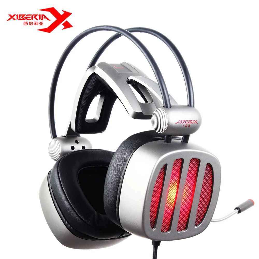 XIBERIA S21 USB Игровые наушники С микрофоном Шум шумоподавления светодио дный Over Ear