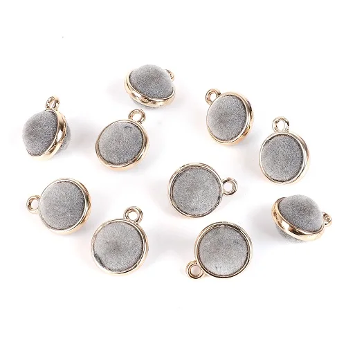 Grey Новая 10 шт 15 мм круглые флокированные бусины россыпью для DIY ювелирные изделия, серьги ручной работы фурнитура Аксессуары - Окраска металла: Grey