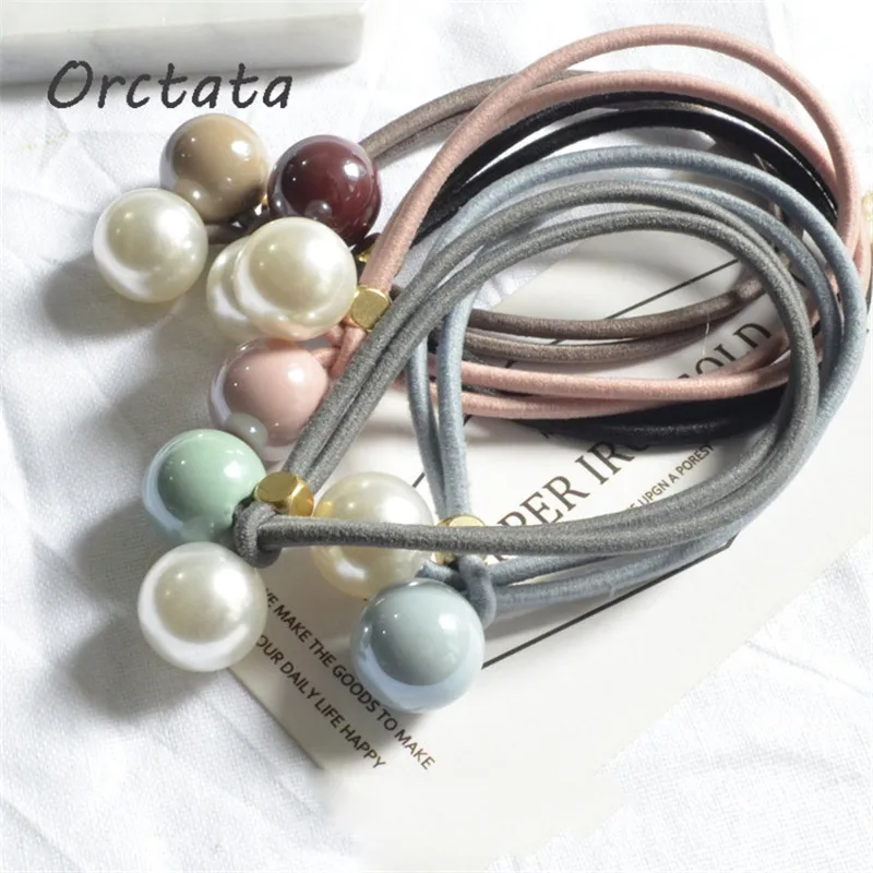 Шикарные круглые бусины эластичная повязка для волос резинки женщин и девушек