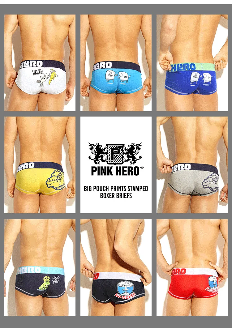 Pink Heroes 2 шт./лот, боксеры для мужчин, хлопковые, с принтом, черные, белые, серые, мужские боксеры, нижнее белье, сексуальные, удобные, мужские шорты, трусы