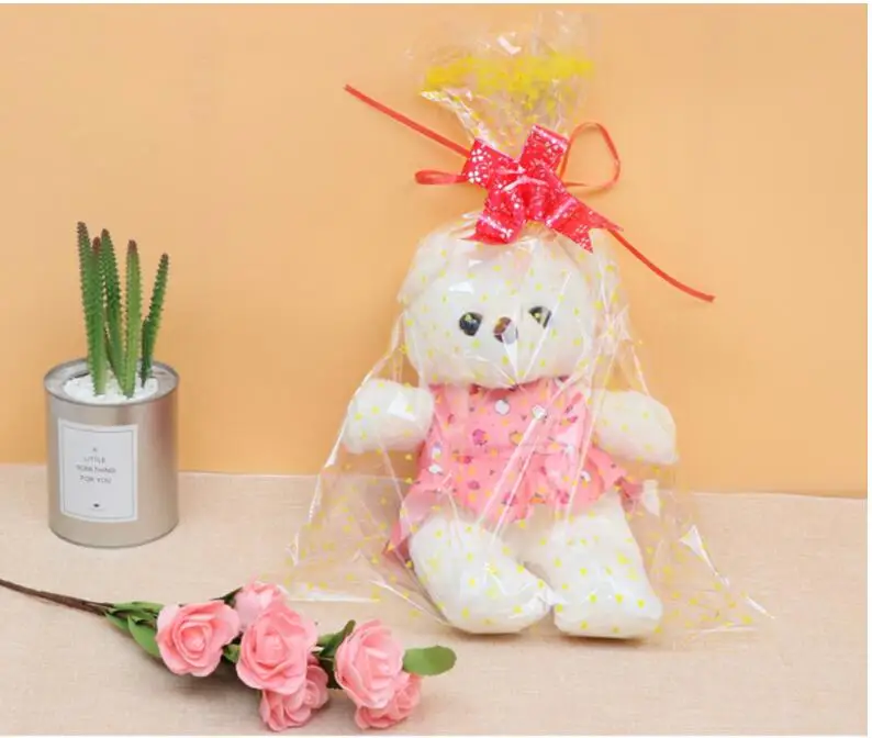 50 шт., 18x25 см/20x30 см, прозрачный пластиковый пакет для кукол, упаковка для игрушек, маленькое сердце, Подарочная сумка, вечерние корзины для конфет и фруктов