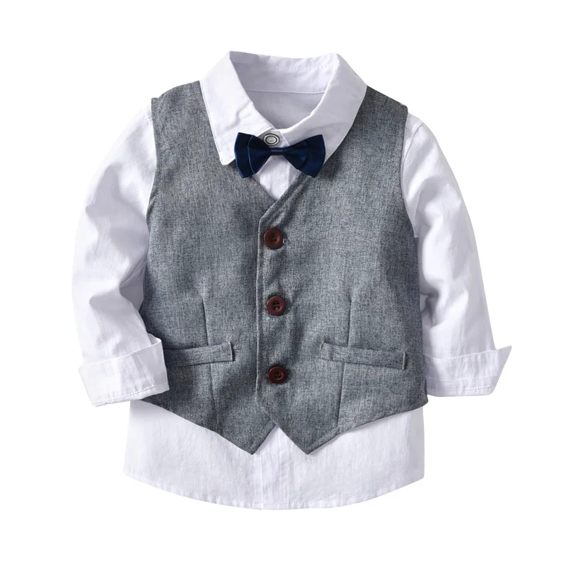 Toddler boy clothes gentleman suit kids wear Long Sleeve white shirt+Pant+Vest 3pcs/set children clothing set baby dress |