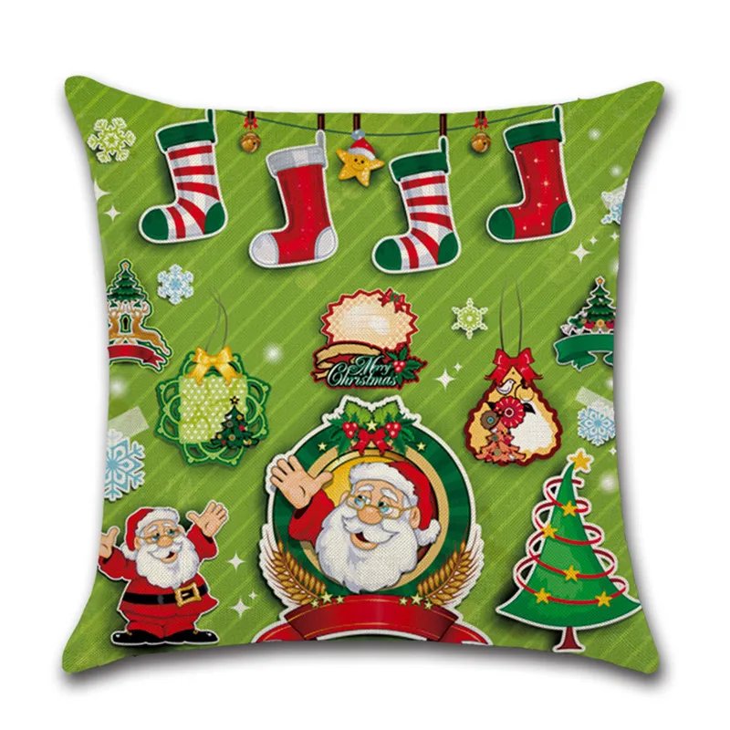 Счастливого Рождества Подушка Чехол Санта Clasus дерево носки для девочек узор